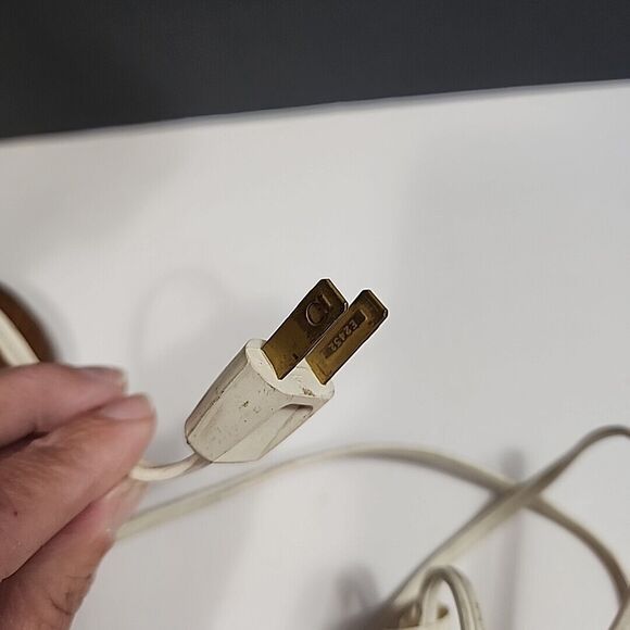 VTG Accent Table Lamp Amber Convex Bubble Glass, Wooden Base, Wood & Brass 12.5" - Picture 11 of 14